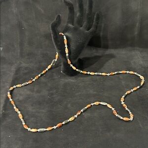 Elegant Orange and Silver Beaded Bracelet Magnetic